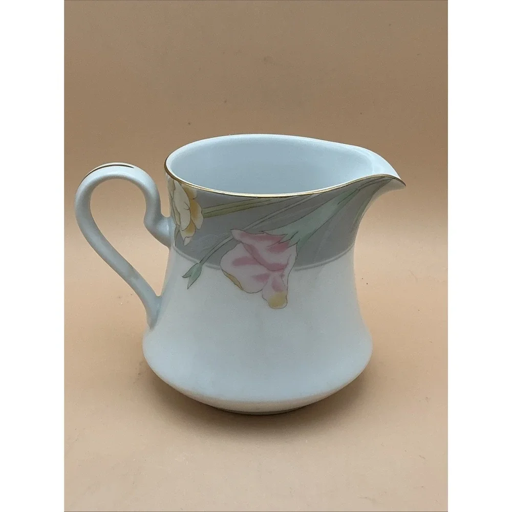 Mikasa Charisma Gray Sugar Bowl Lid Creamer Set Fine China L9049 Vintage Japan